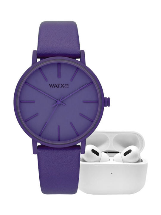WATX & CO Women's Watch with Purple Leather Strap