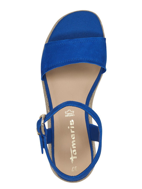 Anatomic Women's Leather Ankle Strap Platforms Blue