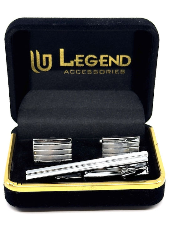 Lgtc-set Χκ 21 Σετ Μανικετοκουμπα Clips Γραβατας Legend Accessories Χρωμα Ασημι