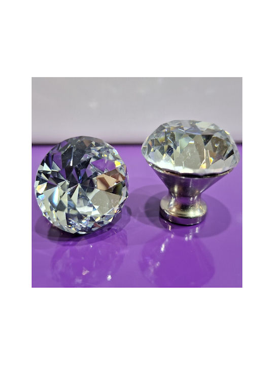 ACM Knob Furniture made of Metallic & Zamak & Crystal Nickel matt 30mm (Center Distance 30mm) 11851 1pcs