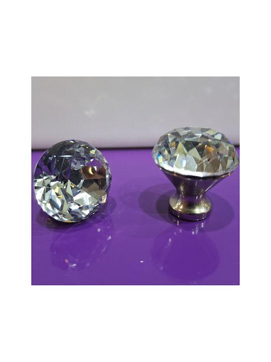 ACM Knob Furniture made of Metallic & Zamak & Crystal Nickel matt 30mm (Center Distance 30mm) 11851 1pcs