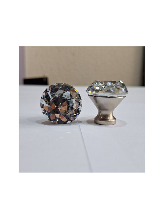 ACM Knob Furniture made of Metallic & Zamak & Crystal Nickel matt 30mm (Center Distance 30mm) 11851 1pcs