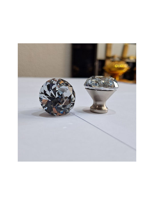 ACM Knob Furniture made of Metallic & Zamak & Crystal Nickel matt 30mm (Center Distance 30mm) 11851 1pcs