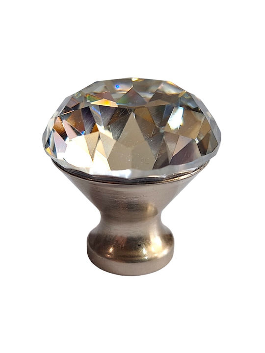 ACM Knob Furniture made of Metallic & Zamak & Crystal Nickel matt 30mm (Center Distance 30mm) 11851 1pcs