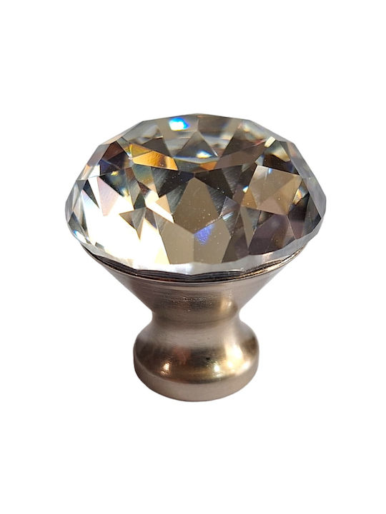 ACM Knob Furniture made of Metallic & Zamak & Crystal Nickel matt 30mm (Center Distance 30mm) 11851 1pcs