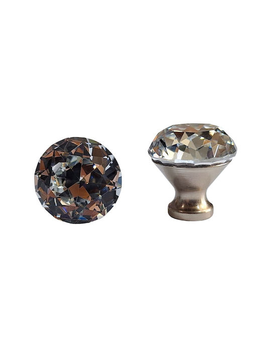 ACM Knob Furniture made of Metallic & Zamak & Crystal Nickel matt 30mm (Center Distance 30mm) 11851 1pcs