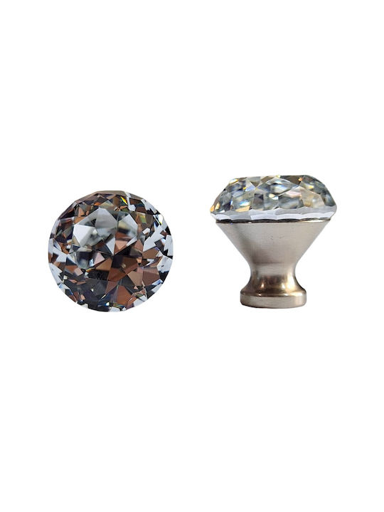 ACM Knob Furniture made of Metallic & Zamak & Crystal Nickel matt 30mm (Center Distance 30mm) 11851 1pcs