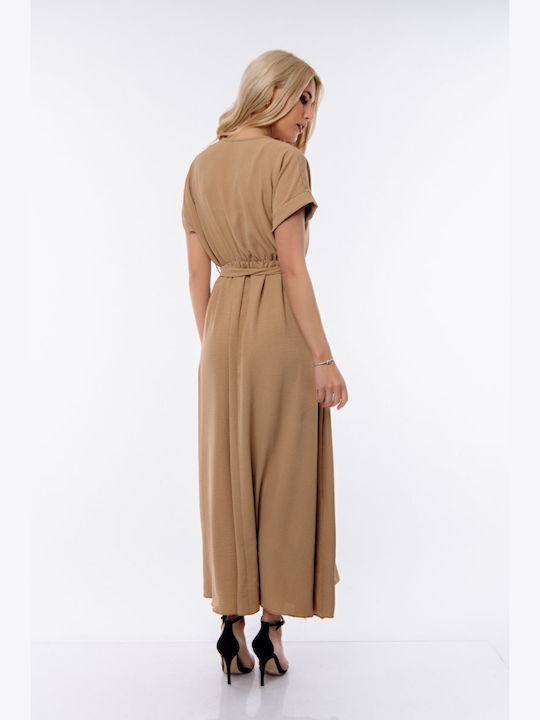 Maxi Kleid Wickel Beige