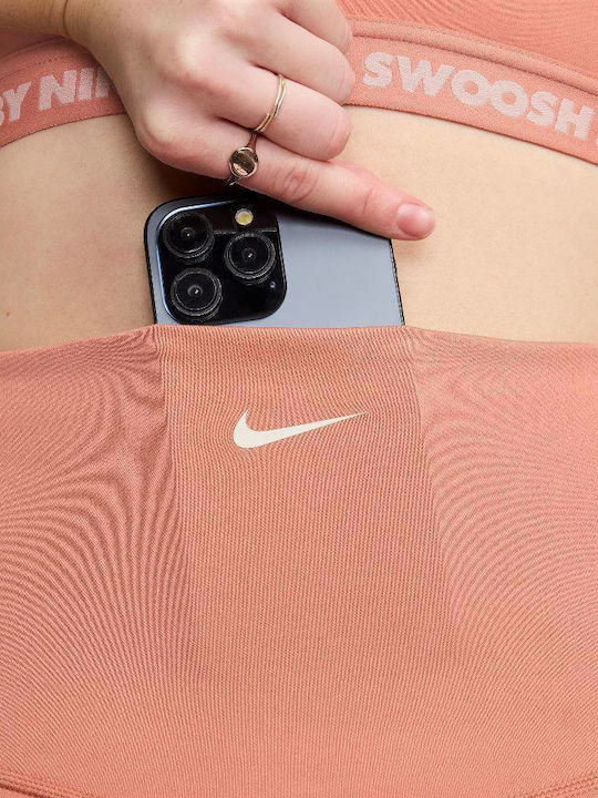 Dri-Fit One Training Γυναικείο Ποδηλατικό Κολάν Ψηλόμεσο Terra Blush