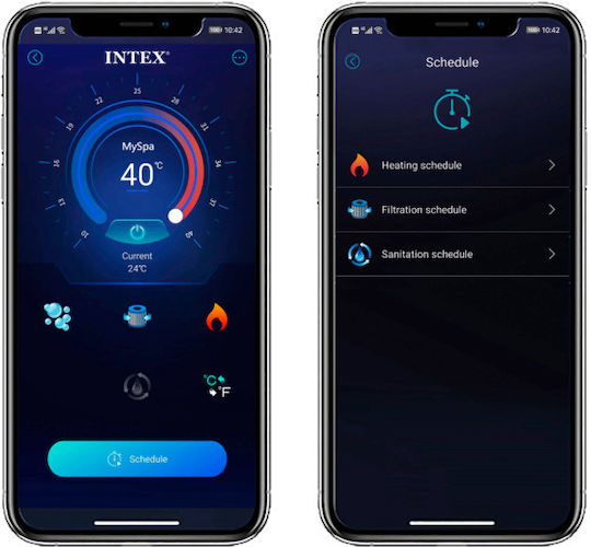 Intex Bubble Massage Τετράγωνη Πισίνα PVC 795lt Φουσκωτή με Υδρομασάζ 175x175x71εκ. Γκρι