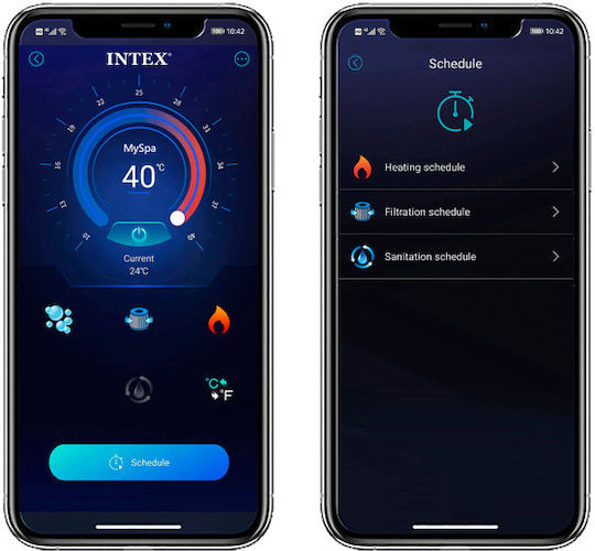 Intex Bubble Massage Τετράγωνη Πισίνα PVC 795lt Φουσκωτή με Υδρομασάζ 175x175x71εκ. Γκρι