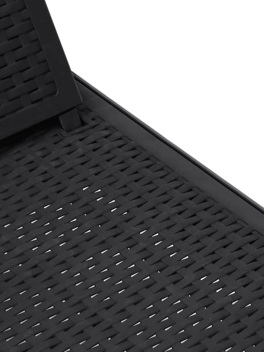 Deckchair Plastic with Cushion Black 159x57x83.5cm.