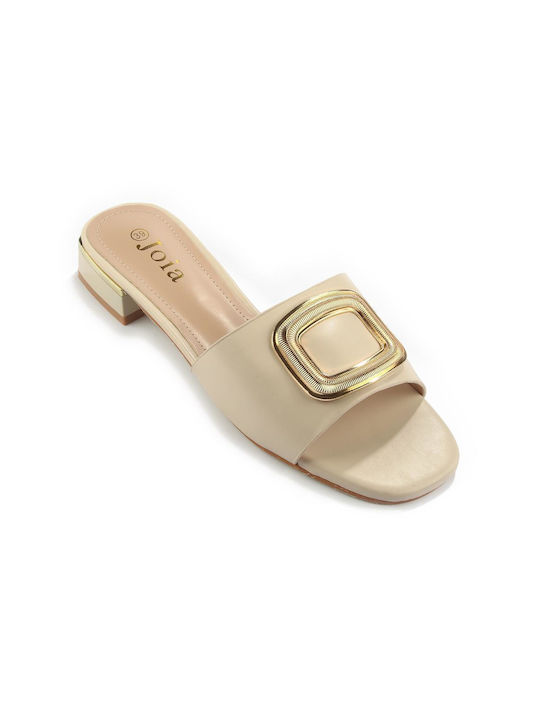 Fshoes Women's Flat Sandals in Beige Color