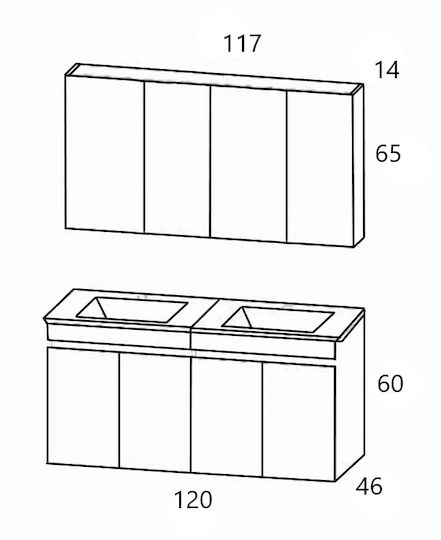 Martin Πάγκος με Νιπτήρα & Καθρέπτη Μελαμίνη Μ120xΒ60xΥ46cm White/grey