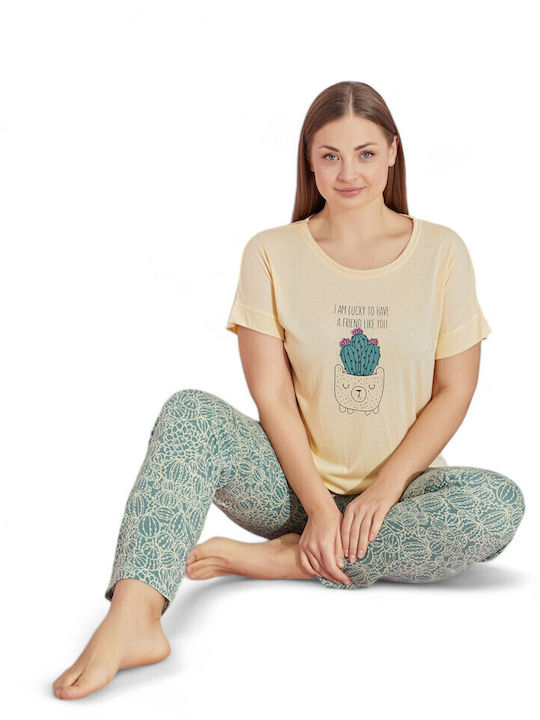 PijaMood Summer Women's Pyjama Set Yellow