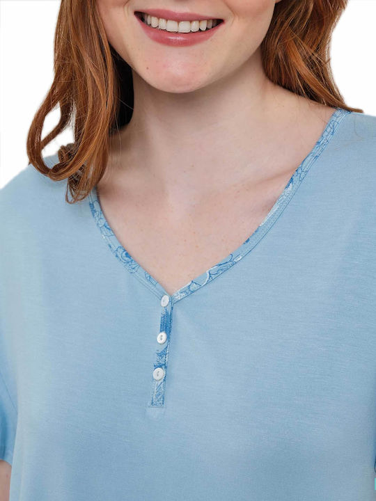 Muydemi Sommer Damen Pyjama-Set Blau Muydemi Sommer Damen Pyjama-Set Blau