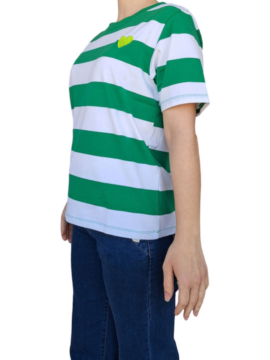 Remix Women's T-shirt Striped Green