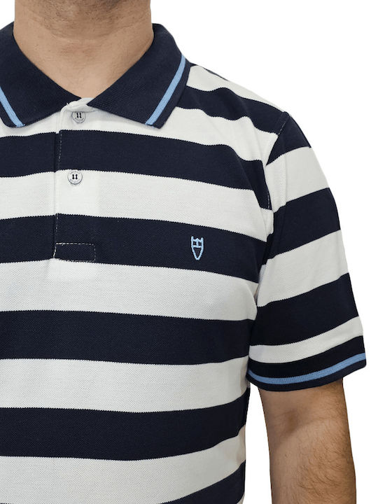 Unique Men's Short Sleeve Blouse Polo Navy