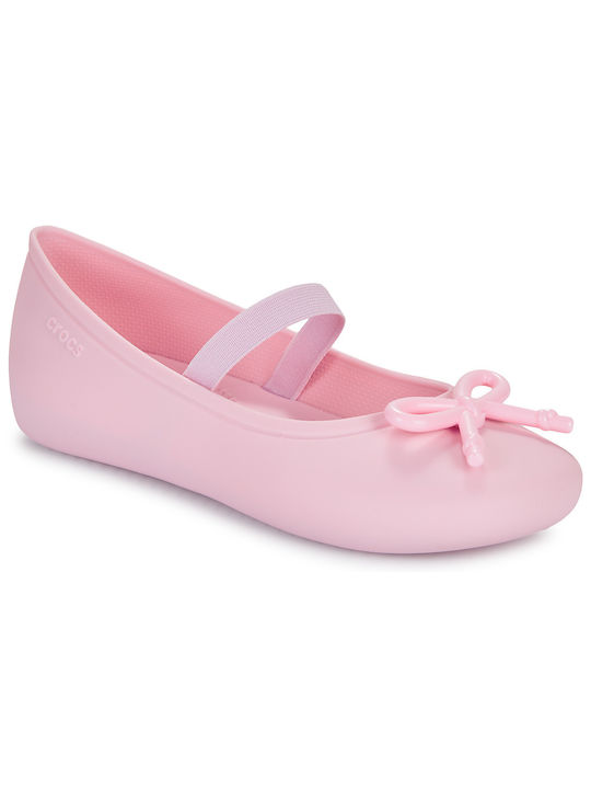 Crocs Kids Ballerinas with Hoop & Loop Closure Pink