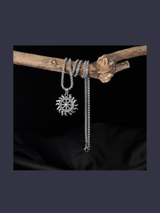 Necklace Silver Chain Steel Symbol Sun 377
