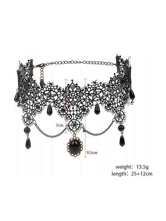 Lace Embroidered Black Choker Necklace Gothic Ch05