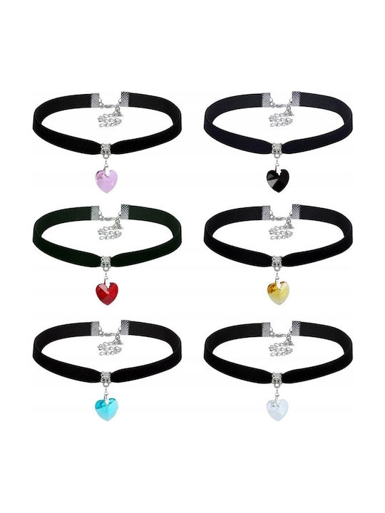 Classic Choker Necklace Crystal Heart Pendant Gothic Black