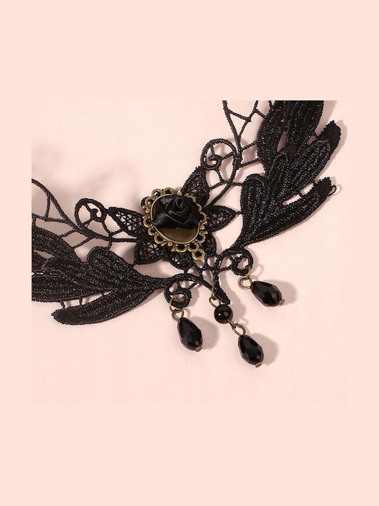 Lace Embroidered Black Choker Necklace Gothic Ch07
