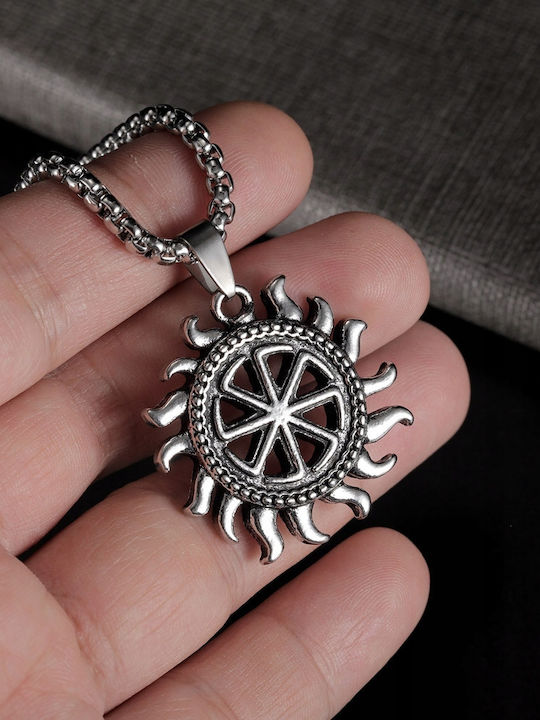 Necklace Silver Chain Steel Symbol Sun 377