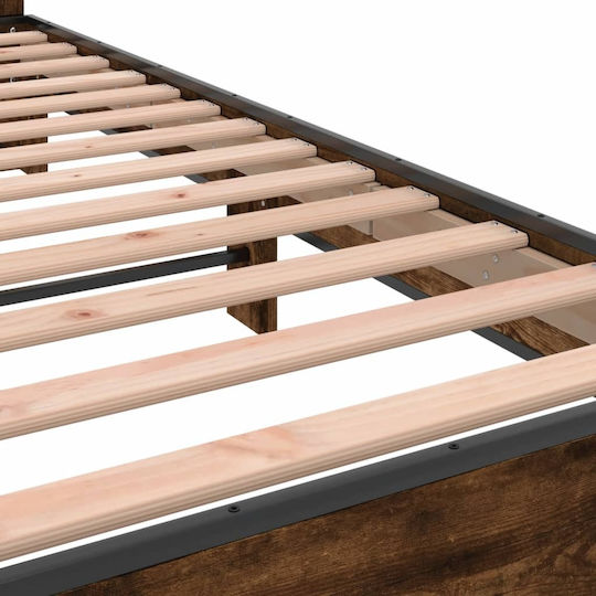 Hälfte Doppelbett Aus Holz Mit Lattenrost Aus Rauchfichte Für Matratze 120x200cm