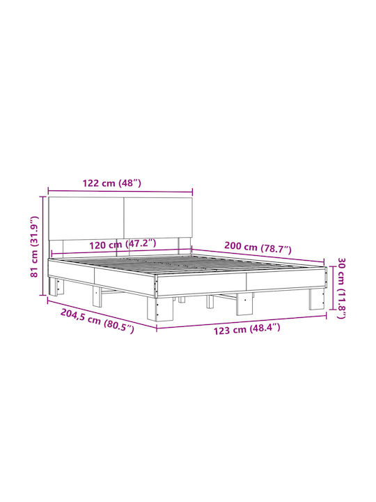 Полулегло Дървено Кафяво с Дъски за Матрак 120x200см