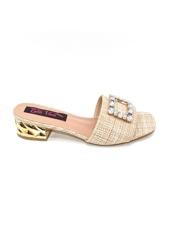 Plato Heel Mules Beige