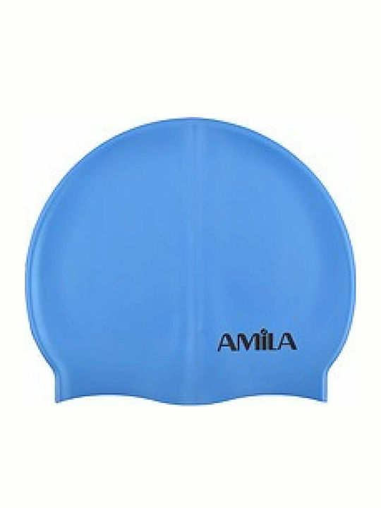 AMILA Silicone Adults Swimming Cap Light Blue