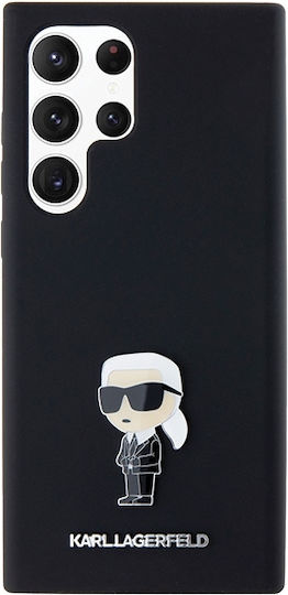 Karl Lagerfeld Ikonik Metal Pin Umschlag Rückseite Silikon Schwarz (Galaxy S24 Ultra)