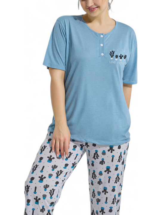 PijaMood Summer Women's Pyjama Set Light Blue