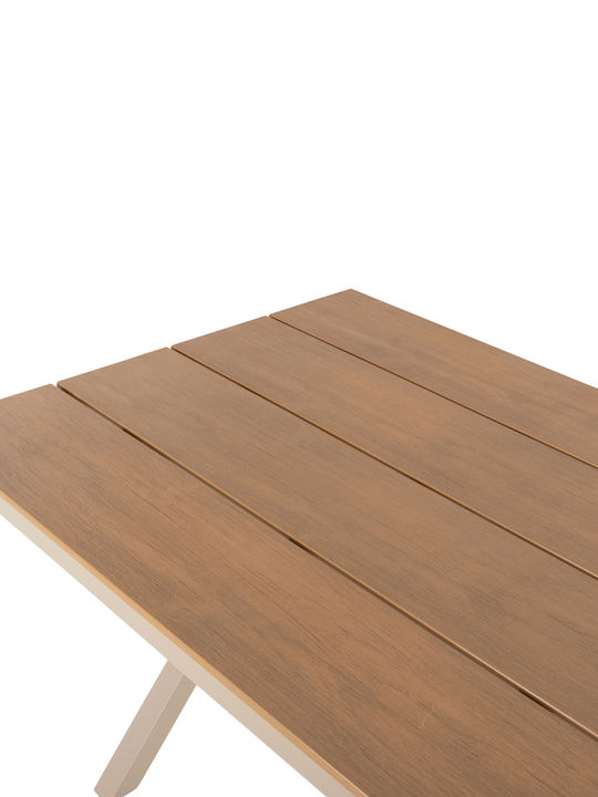 Маса Стабилна Polywood със Скелет от Алуминий Tawnee Champagne-natural 150x89.5x73бр