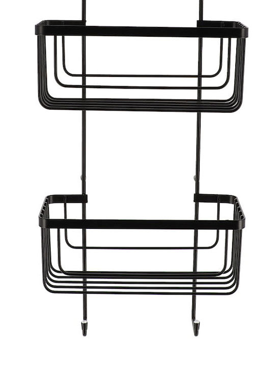 Metallic Wall-Mounted Bathroom Shelf with 2 Tiers 22.5x12.5x60cm