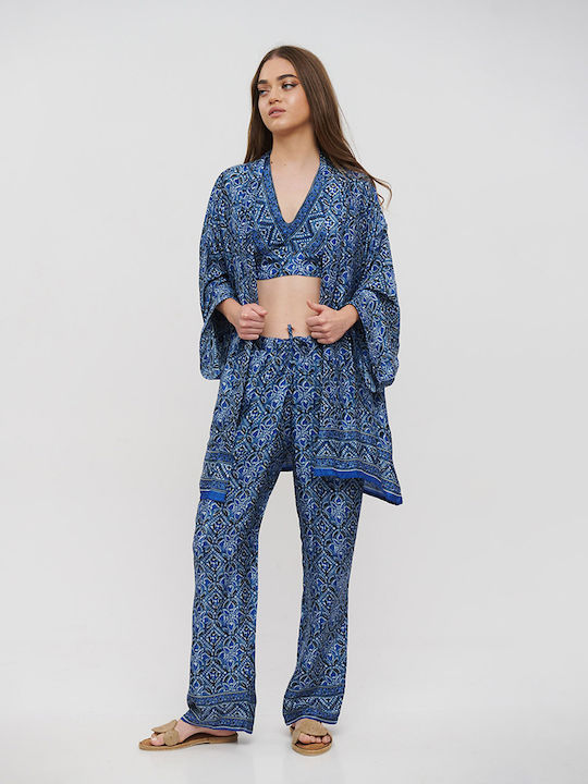 Ble Resort Collection Γυναικείο Κιμονό Παραλίας Μπλε