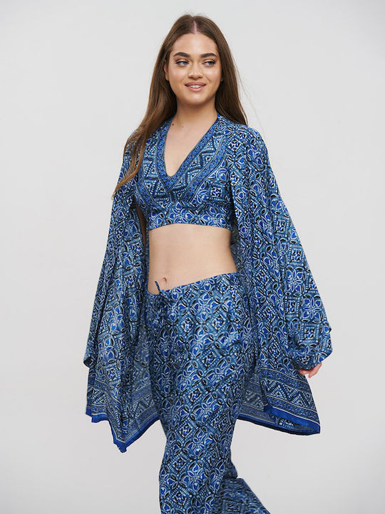 Ble Resort Collection Γυναικείο Κιμονό Παραλίας Μπλε