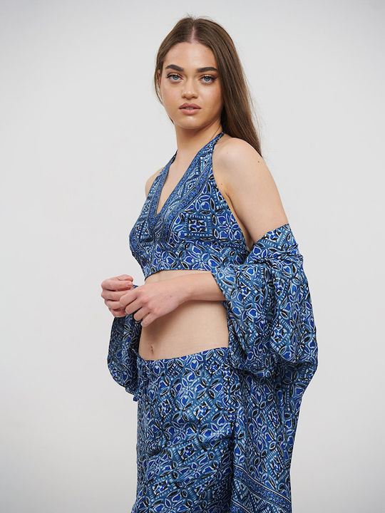 Ble Resort Collection Γυναικείο Κιμονό Παραλίας Μπλε