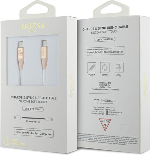 Guess Редовна USB 2.0 Кабел USB-C мъжки - USB-C мъжки Златист 1.5м (GUCCLALRGDD)