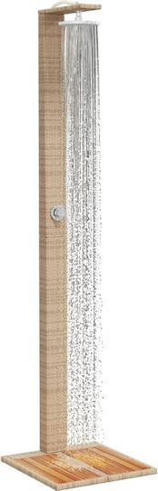vidaXL Pool Shower Made of Natural Wood 224x55x50cm Beige