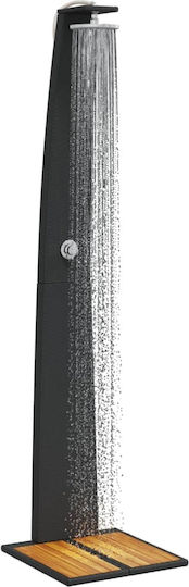 vidaXL Pool Shower Made of Natural Wood 224x60x55cm Black
