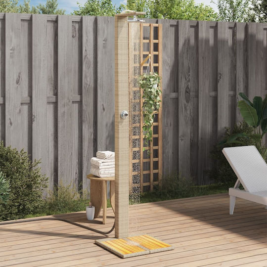 vidaXL Pool Shower Made of Natural Wood 224x55x50cm Beige