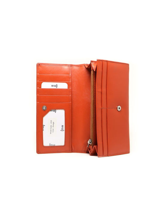 Mentzo Large Leather Women's Wallet with RFID Orange Papaya