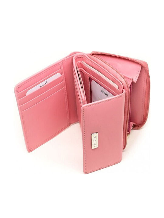 Μικρό Δερμάτινο Γυναικείο Πορτοφόλι με RFID Light Pink