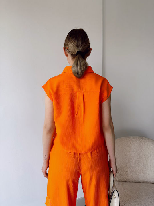 Women's Orange Set with Trousers with Elastic