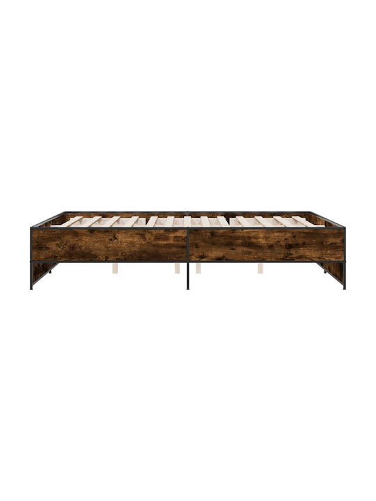 Uppstoffbett Doppelbett Holzbraun mit Lattenrost für Matratze 160x200cm
