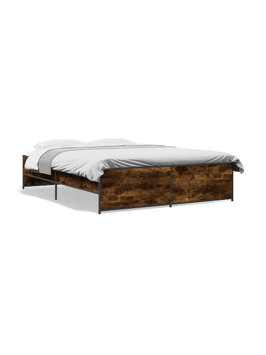 Uppstoffbett Doppelbett Holzbraun mit Lattenrost für Matratze 160x200cm