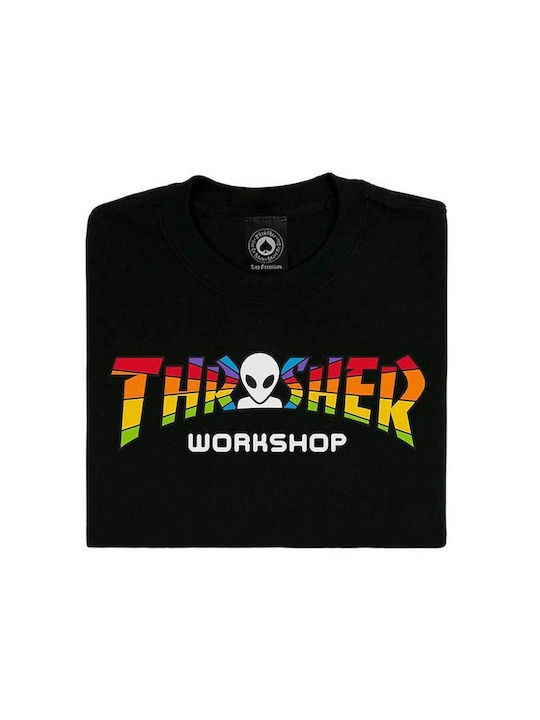 Thrasher Ανδρικό T-shirt Κοντομάνικο BLACK