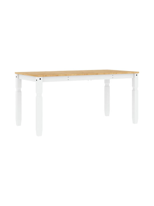 Masă Sala de mese din Lemn Masiv Alb 160x80x75buc